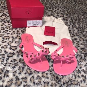 Valentino bow rock stud flip flops